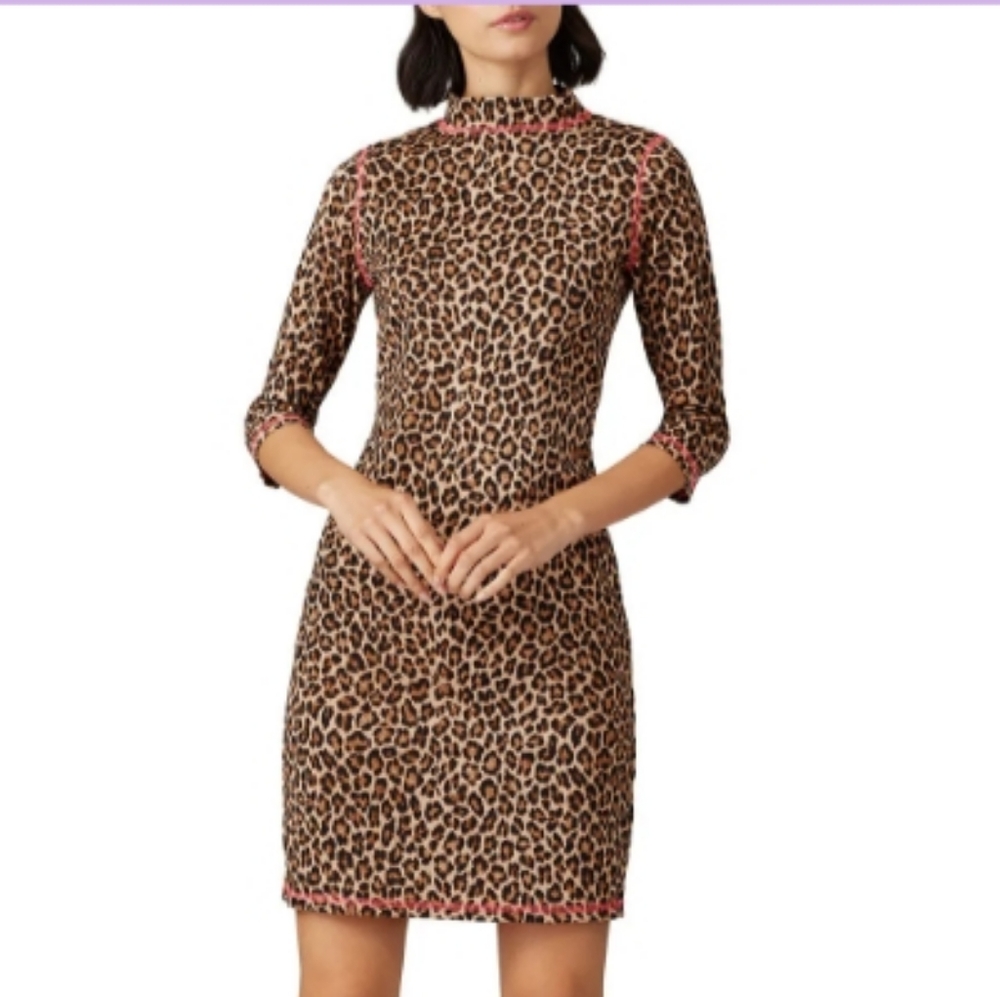 Slate & Willow Leopard Mock Neck Dress Women's Size XS